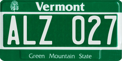 VT license plate ALZ027