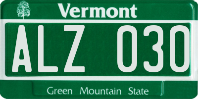 VT license plate ALZ030