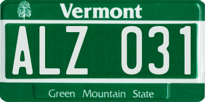 VT license plate ALZ031