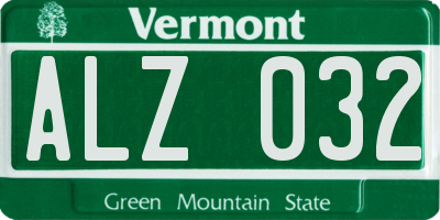 VT license plate ALZ032