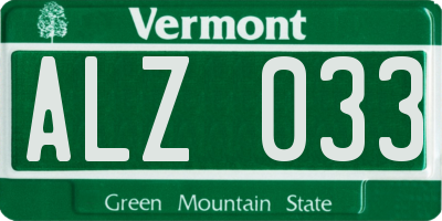 VT license plate ALZ033