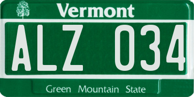 VT license plate ALZ034