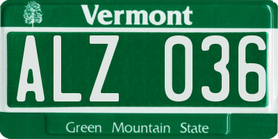 VT license plate ALZ036