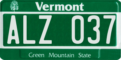 VT license plate ALZ037
