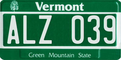 VT license plate ALZ039
