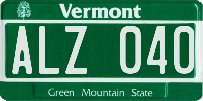 VT license plate ALZ040