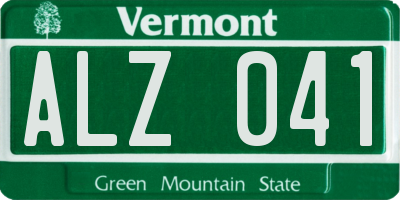 VT license plate ALZ041
