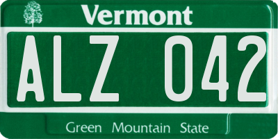 VT license plate ALZ042
