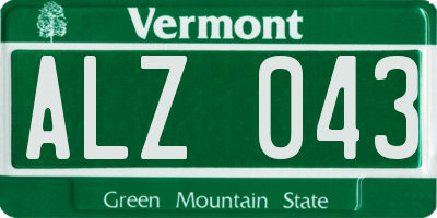 VT license plate ALZ043