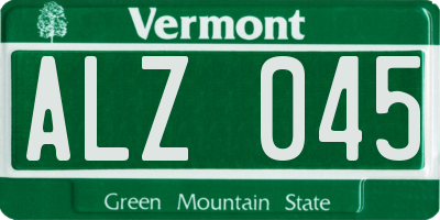 VT license plate ALZ045