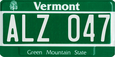 VT license plate ALZ047