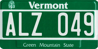 VT license plate ALZ049