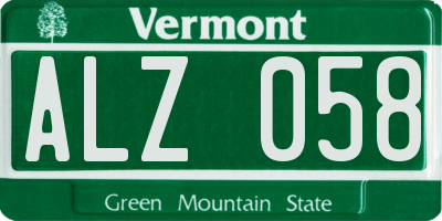 VT license plate ALZ058