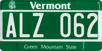VT license plate ALZ062