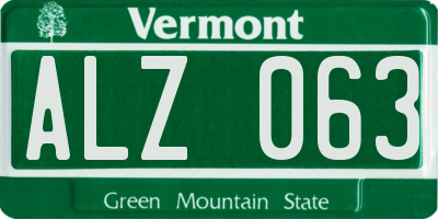 VT license plate ALZ063