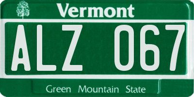 VT license plate ALZ067