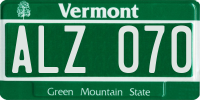 VT license plate ALZ070