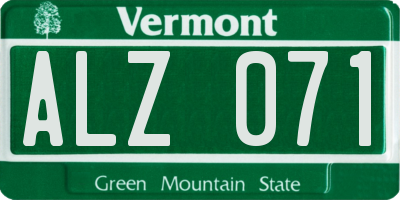 VT license plate ALZ071