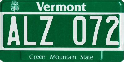 VT license plate ALZ072