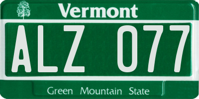 VT license plate ALZ077