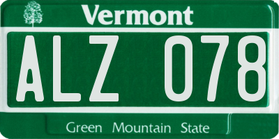 VT license plate ALZ078