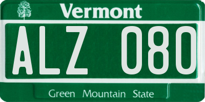VT license plate ALZ080