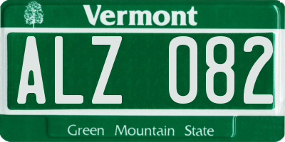 VT license plate ALZ082