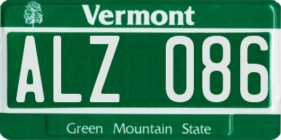 VT license plate ALZ086