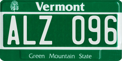 VT license plate ALZ096