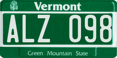 VT license plate ALZ098