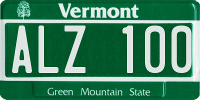 VT license plate ALZ100