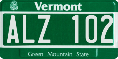 VT license plate ALZ102