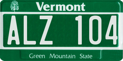 VT license plate ALZ104