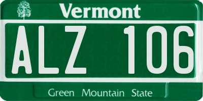 VT license plate ALZ106