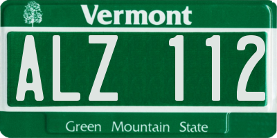 VT license plate ALZ112
