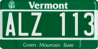 VT license plate ALZ113
