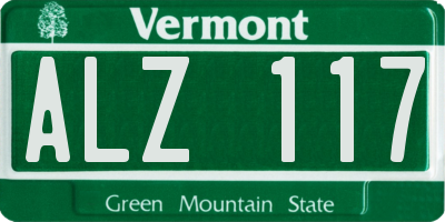 VT license plate ALZ117