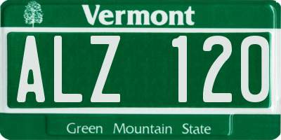 VT license plate ALZ120