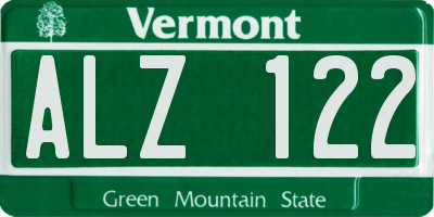 VT license plate ALZ122
