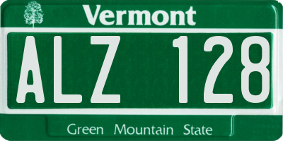 VT license plate ALZ128