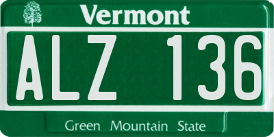 VT license plate ALZ136