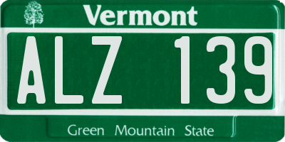 VT license plate ALZ139