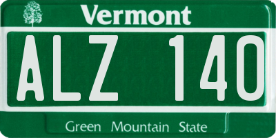 VT license plate ALZ140