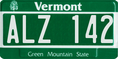 VT license plate ALZ142