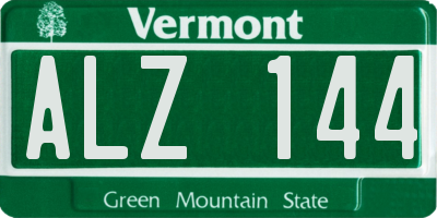 VT license plate ALZ144