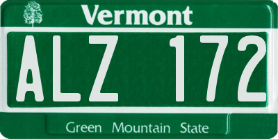 VT license plate ALZ172