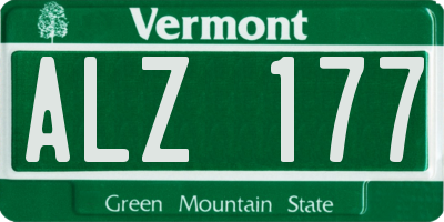 VT license plate ALZ177