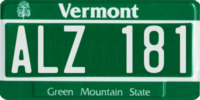 VT license plate ALZ181