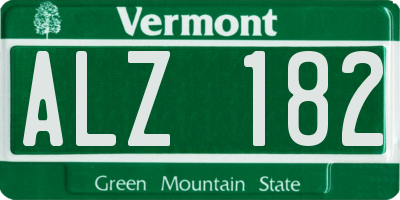 VT license plate ALZ182