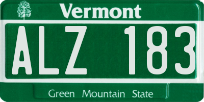 VT license plate ALZ183